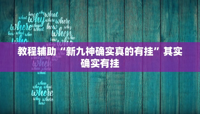 教程辅助“新九神确实真的有挂”其实确实有挂 教程辅助“新九神确实真的有挂”其实确实有挂